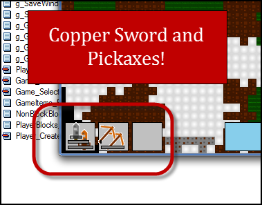 Copper Sword and Pickaxes!
